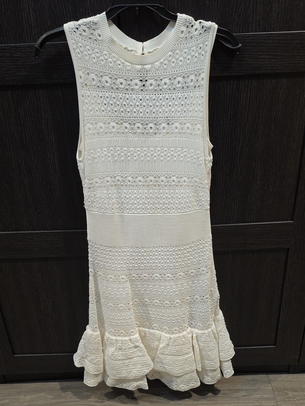 Ted Baker Cream Crochet Ruffle Hem Dress
